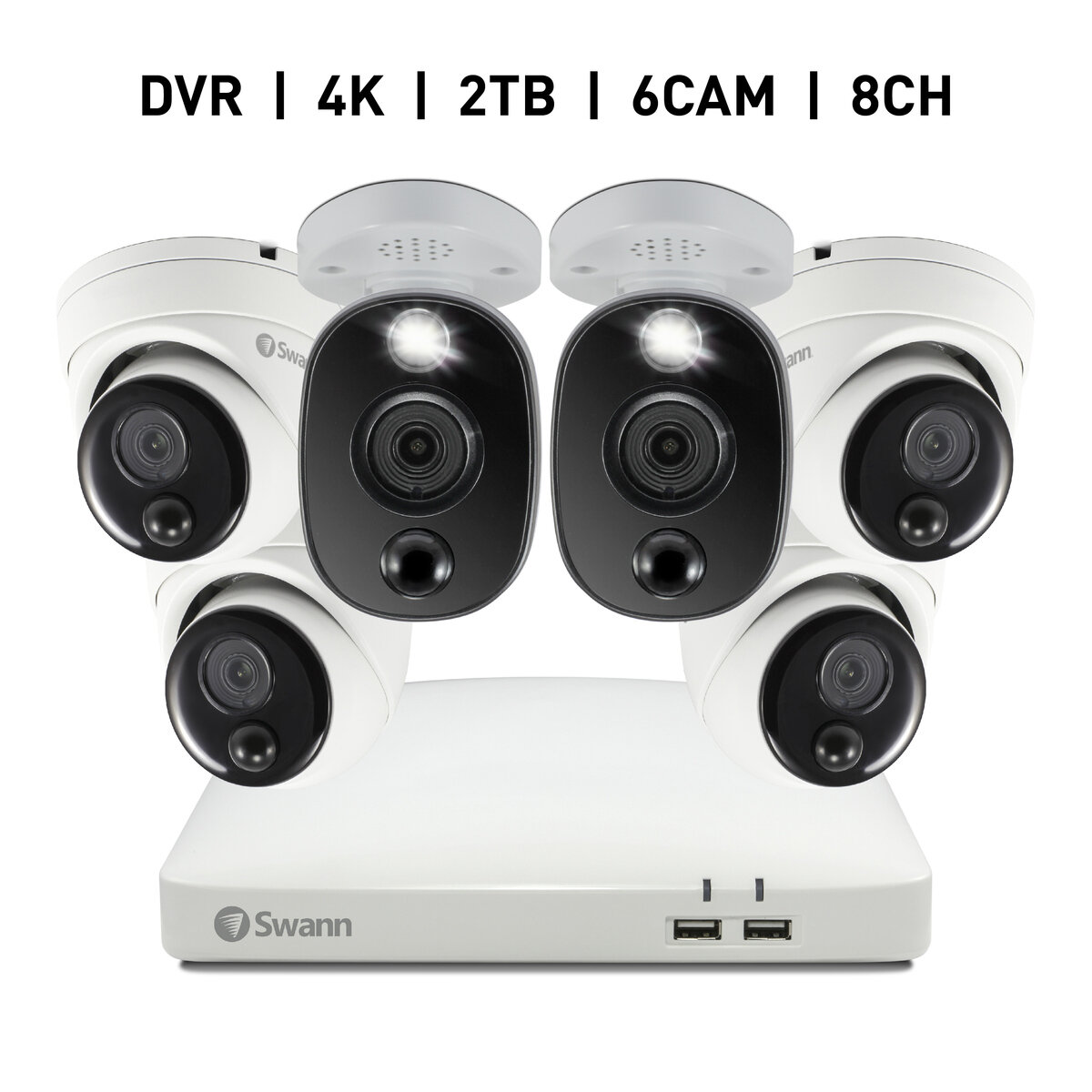 Swann（スワン）8CH 4K DVRシステム 2TB 警告ライト バレット型