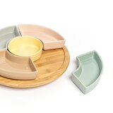 オーバーアンドバック オードブルプレート 5皿 竹製回転台付 パステルカラー