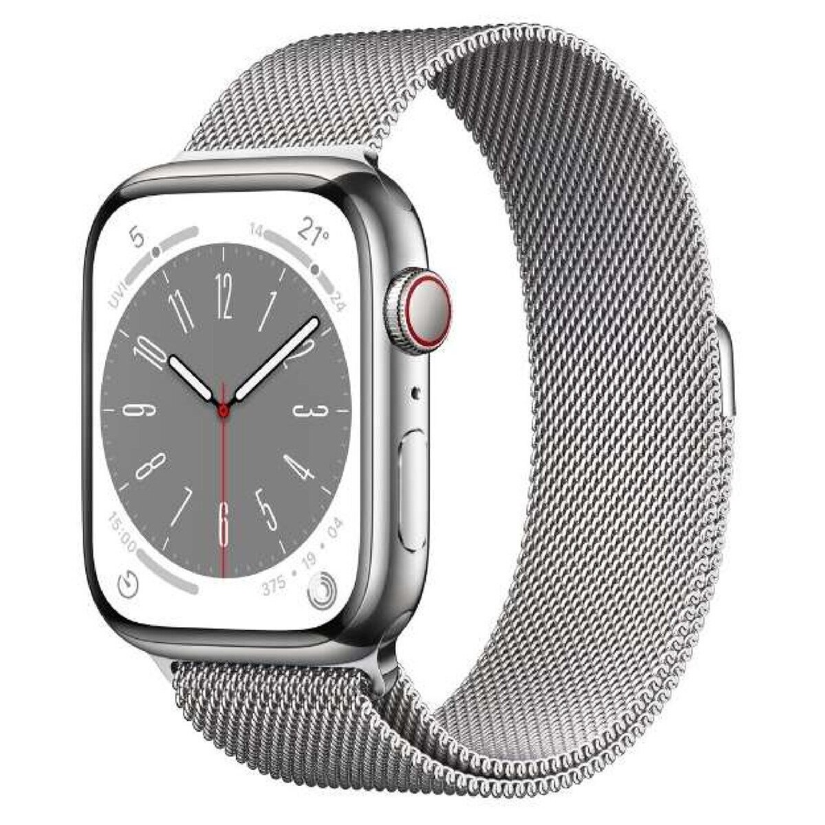 Apple Watch Series8 GPS+Cellular 45mm シルバーステンレススチールケースとシルバーミラネーゼループ