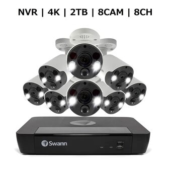Swann 8CH 4K NVRシステム 2TB 4K 顔認識 バレット カメラ 8台セット