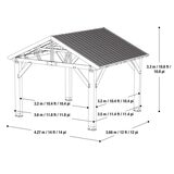 Yardistry 12x14 フィート (3.7 x 4.3m) パビリオン ガゼボ アルミ製屋根