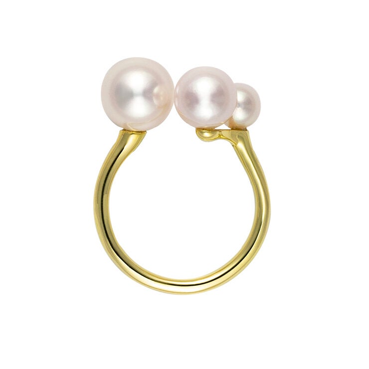 18K イエローゴールド あこや パール 3ピース リング 5.0mm/7.0mm/8.5mm 18K イエローゴールド あこや パール 3ピース リング 5.0mm/7.0mm/8.5mm