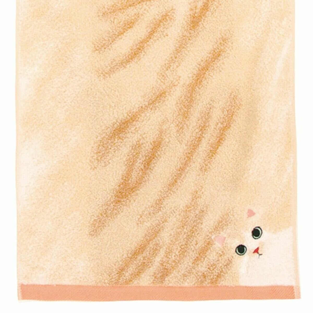 Uchinoko うちのニャンコ毛並ロングフェイスタオル 34cm x 100cm 3枚組 ハチワレ（クリーム）