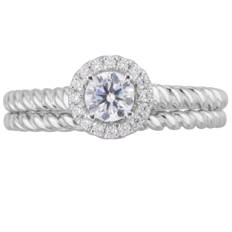 18K ホワイトゴールド 0.36カラット ラウンドカットダイヤモンド リングセット 18K ホワイトゴールド 0.36カラット ラウンドカットダイヤモンド リングセット