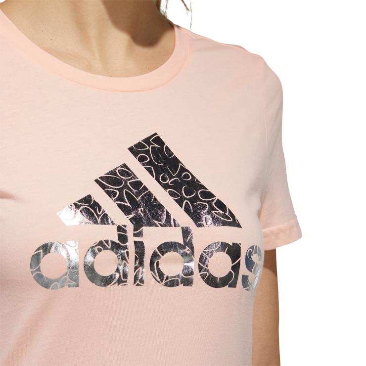 アディダス レディース 半袖 ロゴ Tシャツ ヘイズコーラル L