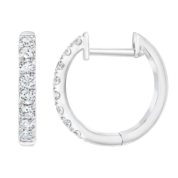 18K ホワイトゴールド 0.35カラット ダイヤモンド フープピアス