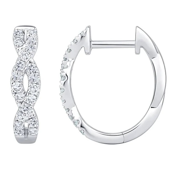 18K ホワイトゴールド 0.30カラット ダイヤモンド フープ ピアス 18K ホワイトゴールド 0.30カラット ダイヤモンド フープ ピアス