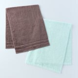 UCHINO 贅沢タオル ロングミニバスタオル 38cm x 110cm 2枚組 ライトグリーン / ブラウン