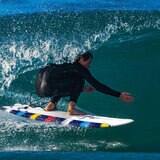 ウェーブストーム 5フィート8 (172.7cm) レトロフィッシュサーフボード ストライプ レッド/イエロー/ブルー