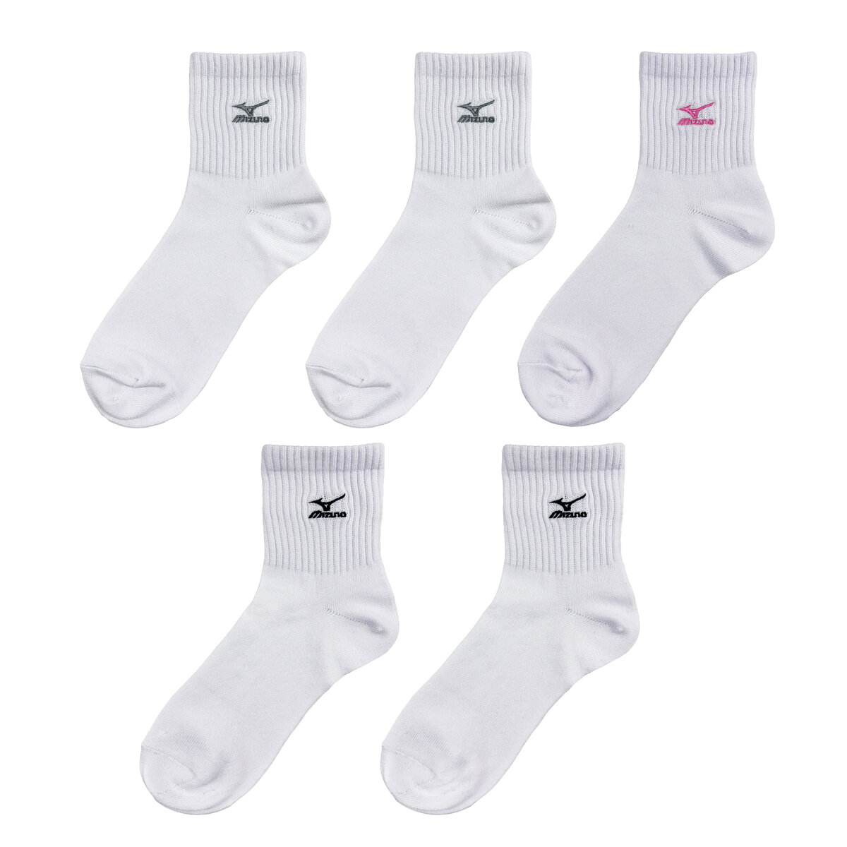 ミズノ レディース クルーソックス 5枚組 ホワイト