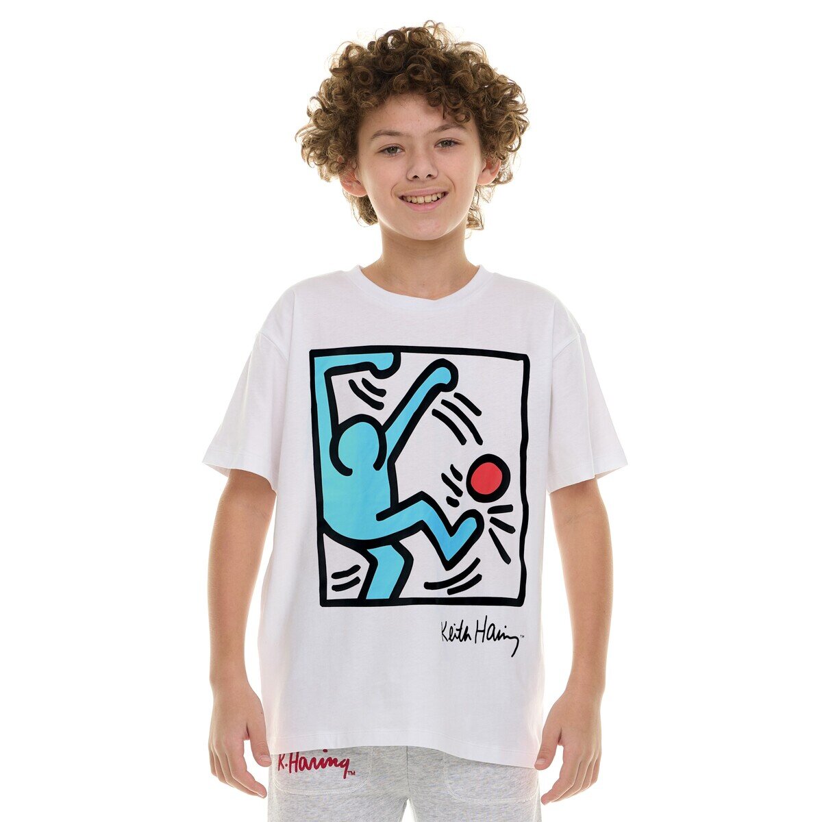 キース ヘリング キッズ 半袖 Tシャツ 3枚組 ネイビー/グリーン/アイボリー L