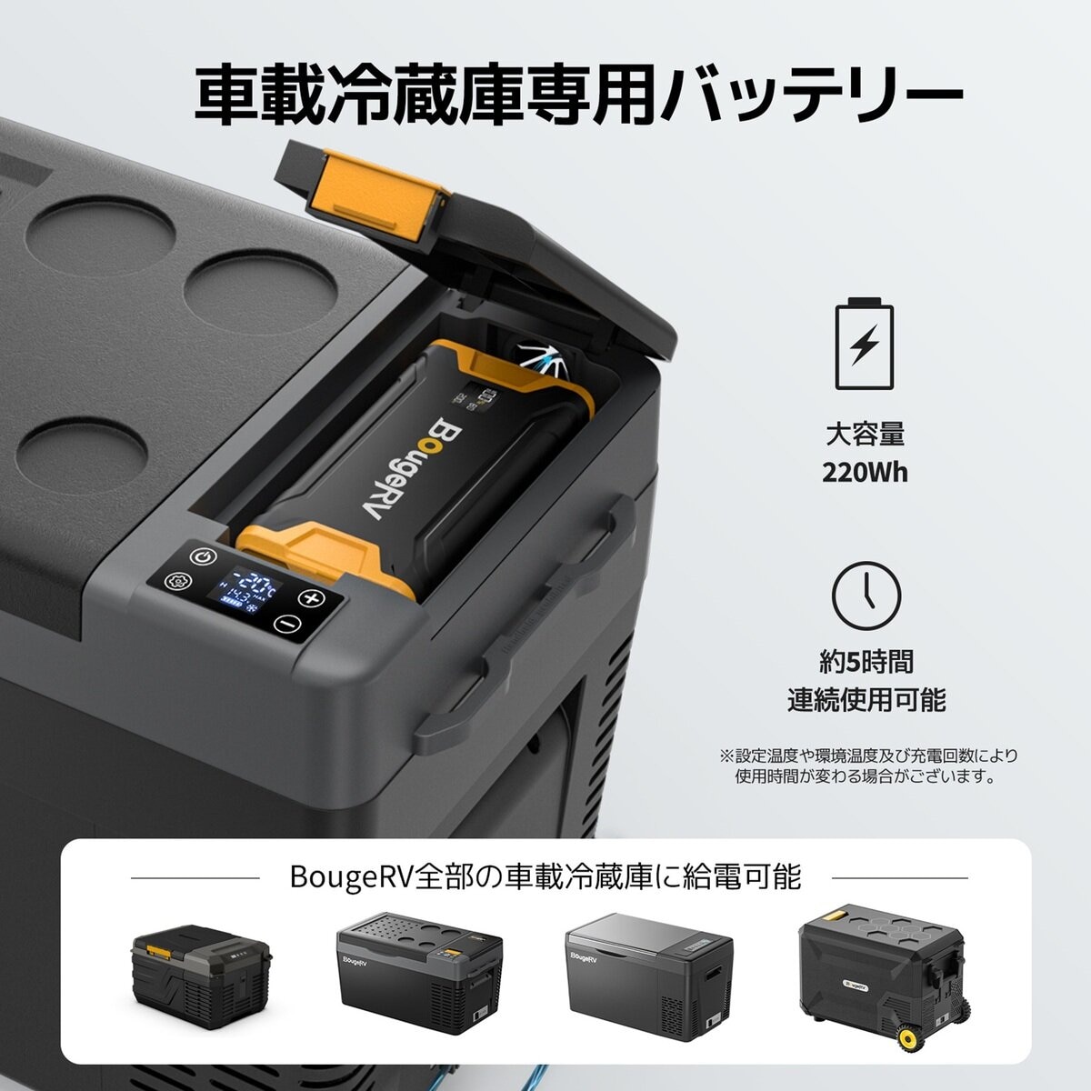 BougeRV 車載冷蔵庫用ポータブルバッテリー　220W
