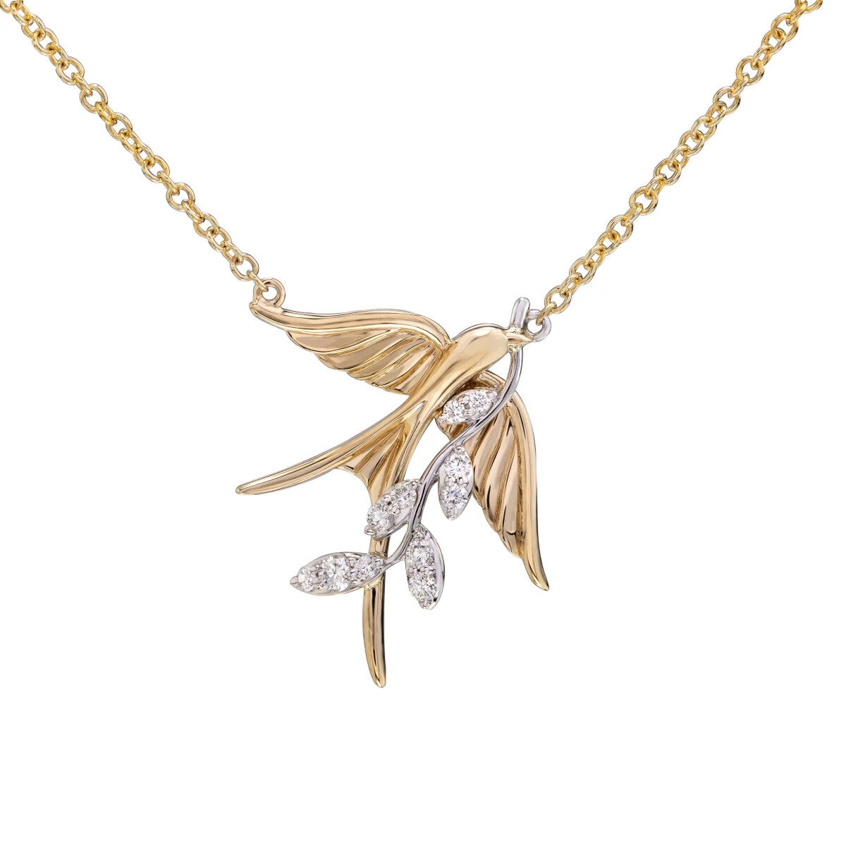 14K イエロー / ホワイトゴールド 0.19カラット ダイヤモンド ネックレス