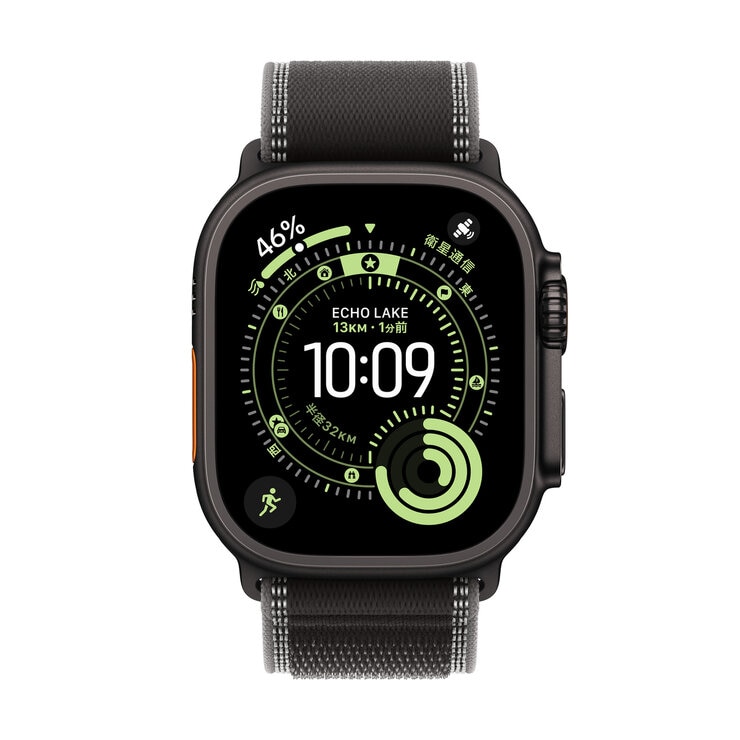 Apple Watch Ultra 3 Cellular 49mmブラックチタニウムケースとブラック/チャコールトレイルループ Apple Watch Ultra 3 Cellular 49mmブラックチタニウムケースとブラック/チャコールトレイルループ
