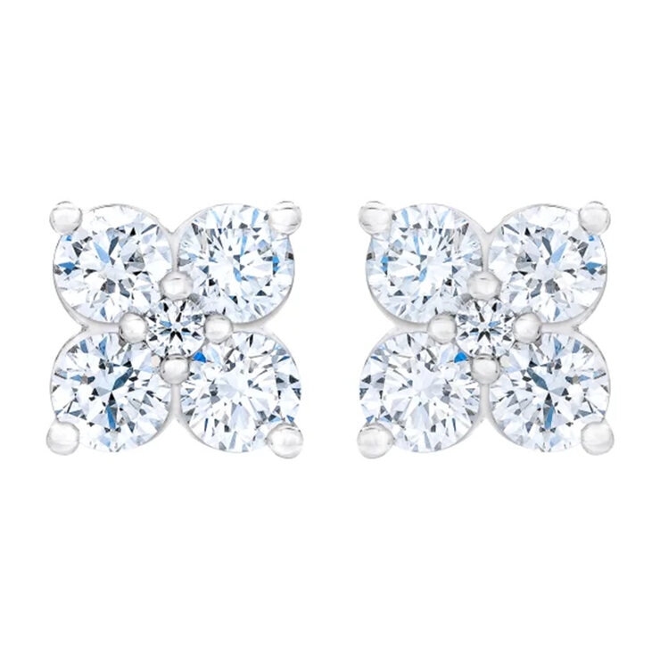 14K ホワイトゴールド 1.00カラット 花柄 ダイヤモンド イヤリング 14K ホワイトゴールド 1.00カラット 花柄 ダイヤモンド イヤリング