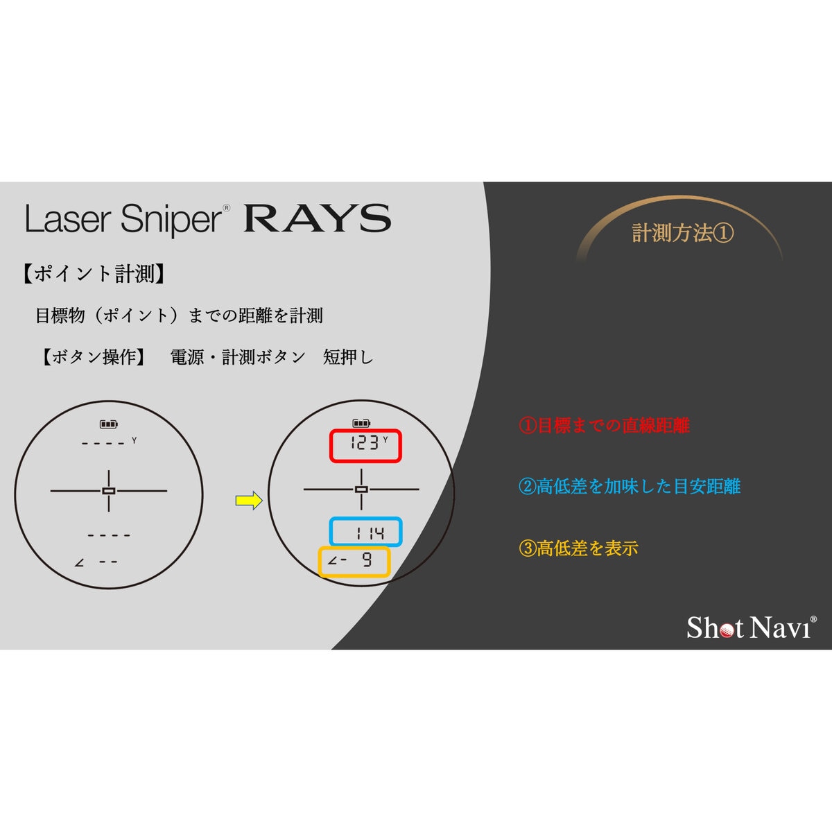 ショットナビ レーザースナイパー レイズ ゴルフ用 レーザー距離計測器