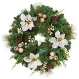 クリスマス デコレーションリース 直径61センチ ホワイト