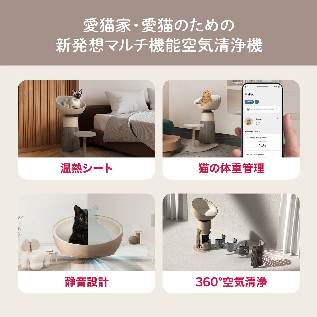 LG ペットモード搭載マルチ機能空気清浄機 AeroCatTower AS207CBZ0