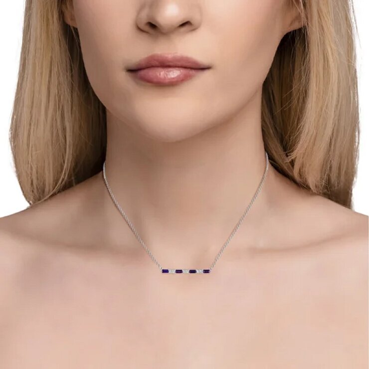 14K ホワイトゴールド 0.19カラット ダイヤモンド / アメジスト ネックレス 14K ホワイトゴールド 0.19カラット ダイヤモンド / アメジスト ネックレス