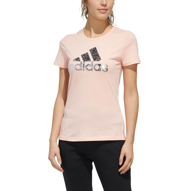 アディダス レディース 半袖 ロゴ Tシャツ ヘイズコーラル L