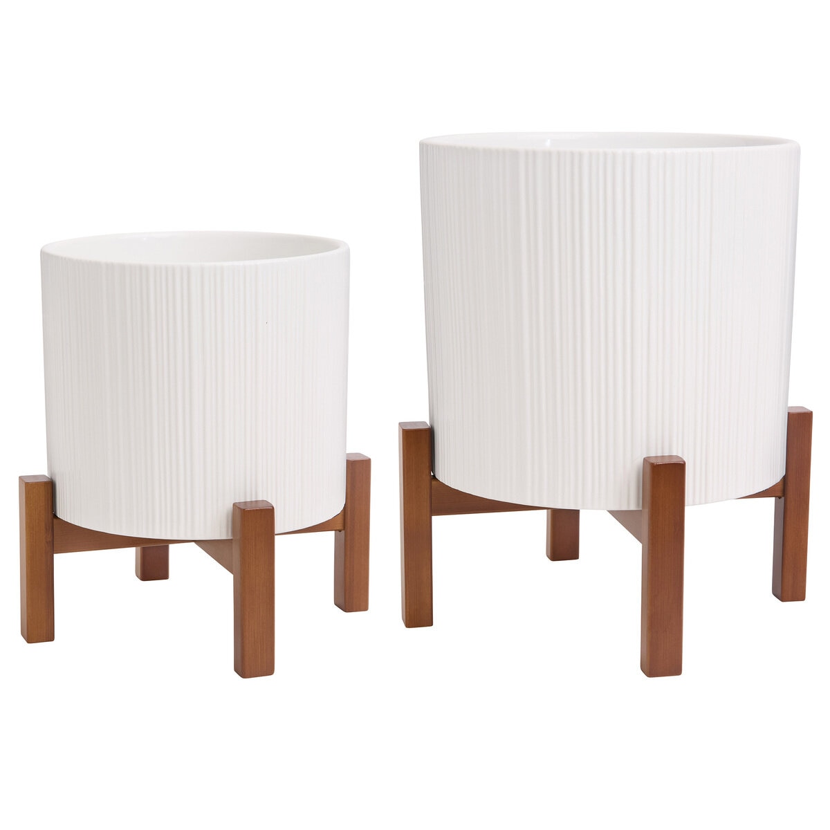 Mullally スタンド付き 陶器プランター 2個セット (26cm ＆ 24.6cm)