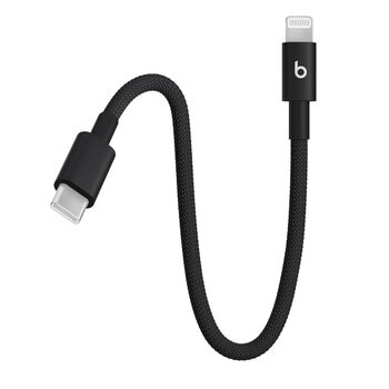 Beats USB-C - Lightning 編み込み式充電ショートケーブル (20cm) ボルトブラック