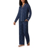 DKNY レディース ノッチカラー長袖パジャマ ネイビードット L