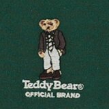 テディーベア メンズ 長袖 Tシャツ / オフホワイト＋グリーン / L