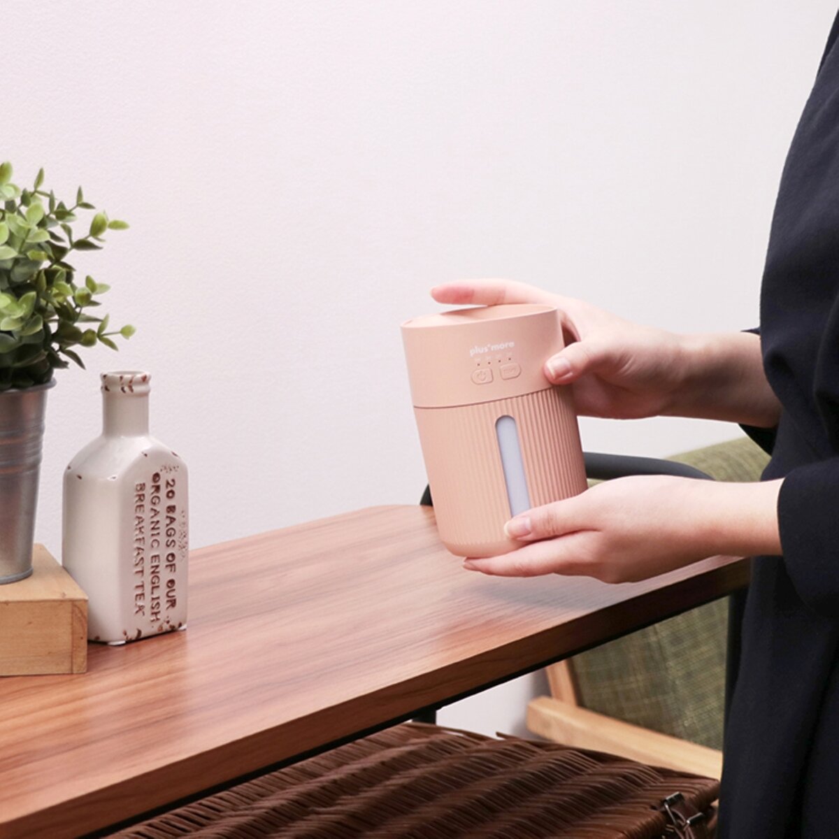プラスモア コードレス上部給水加湿器 MO-HF019 ピンク