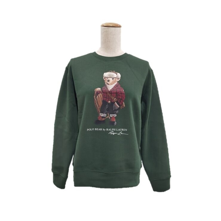 ポロ ラルフローレン キッズ ベア スウェットシャツ グリーン/グレー