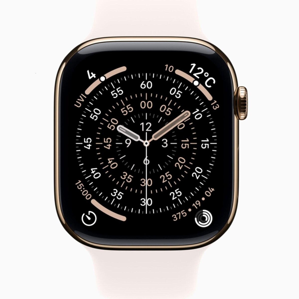 Apple Watch S11 Cellular 46mmゴールドチタニウムケースとライトブラッシュスポーツバンド - S/M