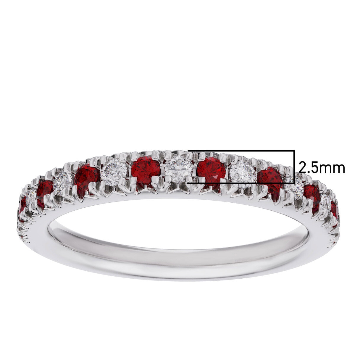 18K ホワイトゴールド 0.15カラット ダイヤモンド & ルビー リング