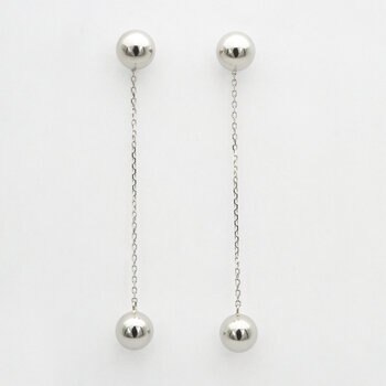 プラチナ 6mm ボール チェーン付き 2Way ピアス