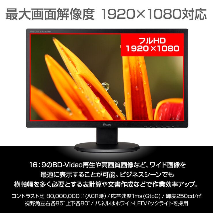 iiyama 21.5インチ モニター E2282HS-B1 iiyama 21.5インチ モニター E2282HS-B1