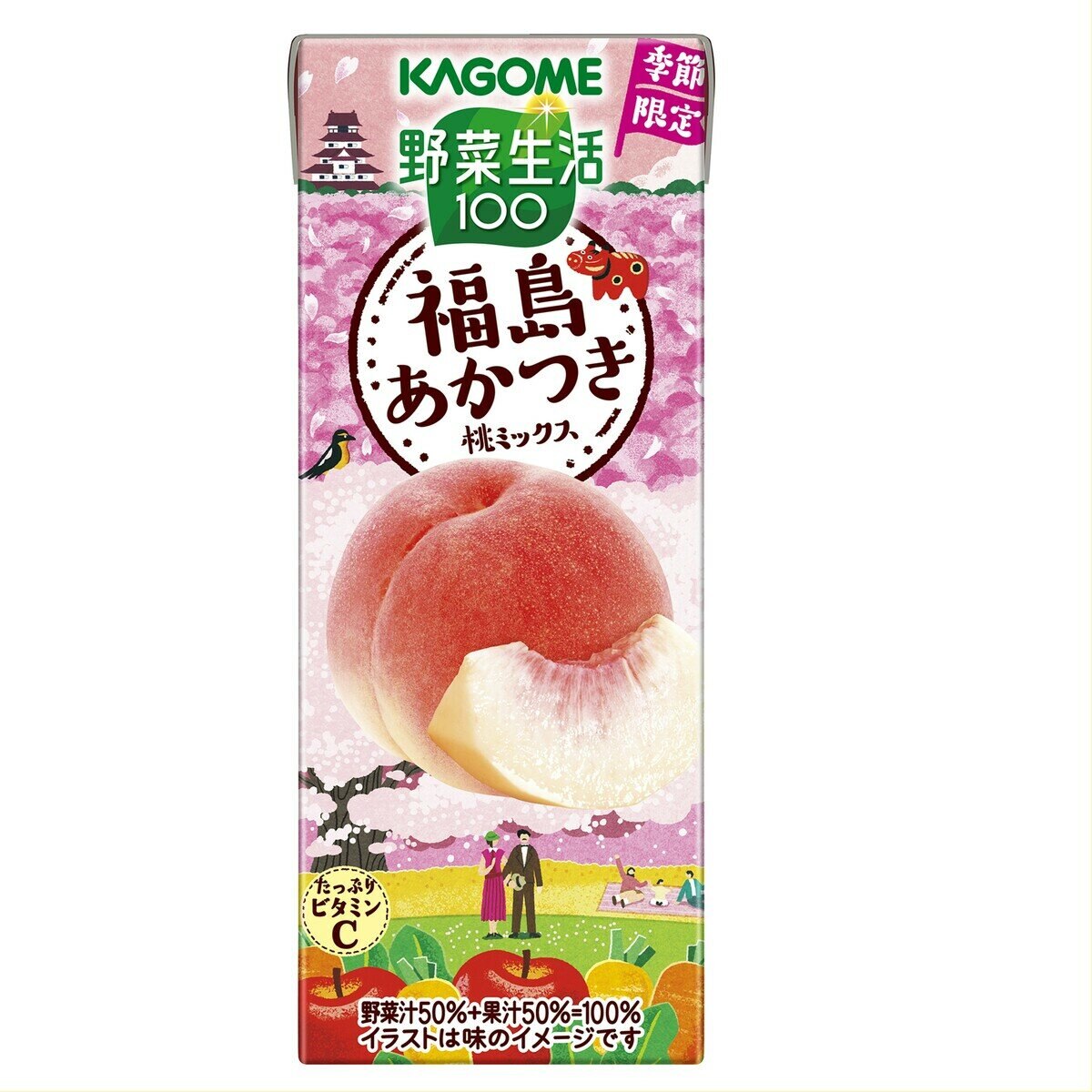カゴメ 野菜生活 福島あかつき桃ミックス 195ml x 24本