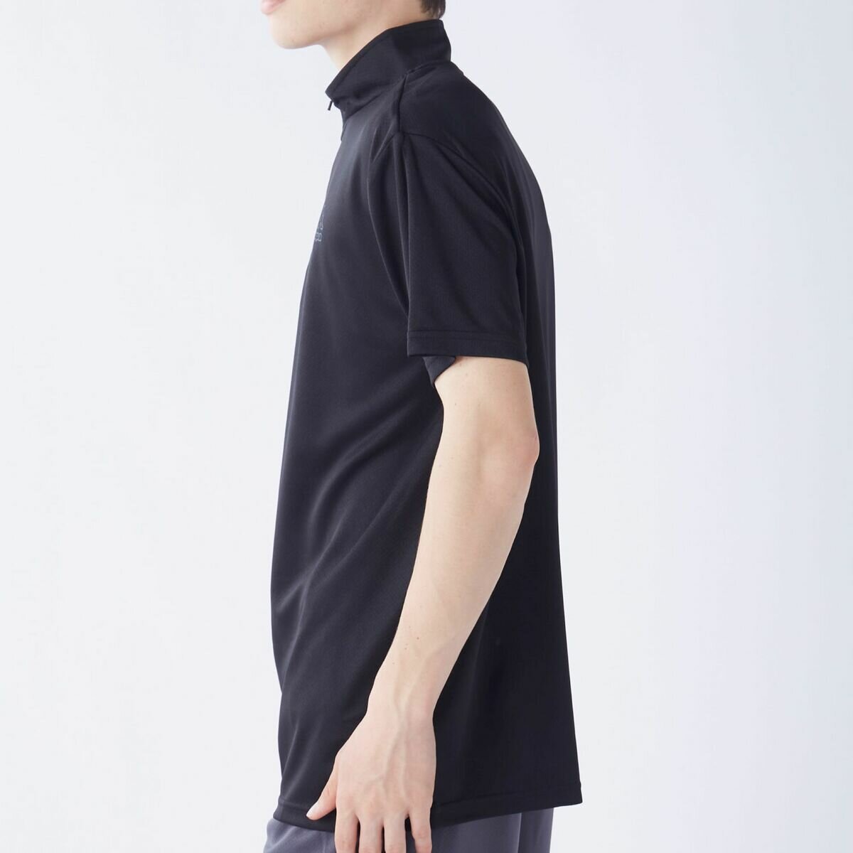 カッパ メンズ ハーフジップ 半袖 Tシャツ / ブラック / M