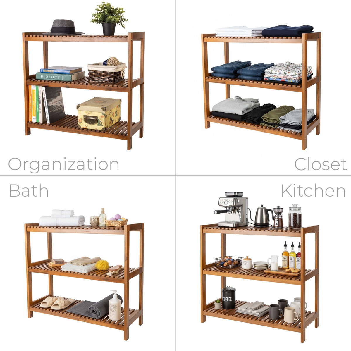 smart design アカシア材 3段シューラックベンチ・靴棚 smart design アカシア材 3段シューラックベンチ・靴棚