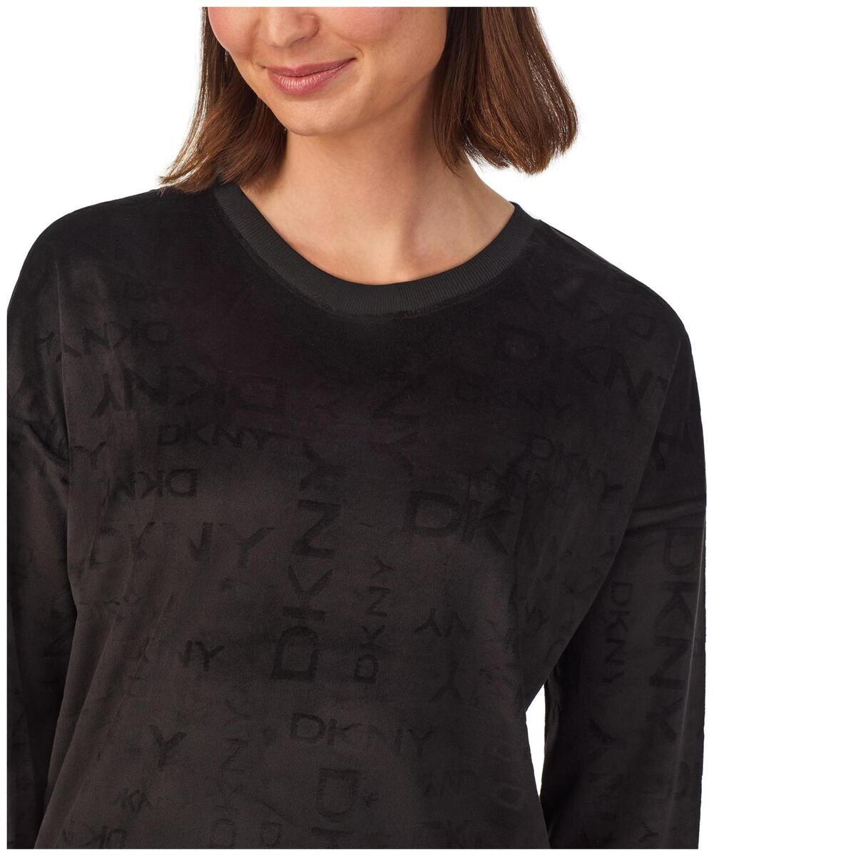 ディーケーエヌワイ ウィメンズ ロゴ ベロア セット ブラック L