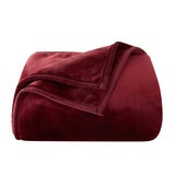 フランネル 大判ひざ掛け 152cm x 177cm ワイン