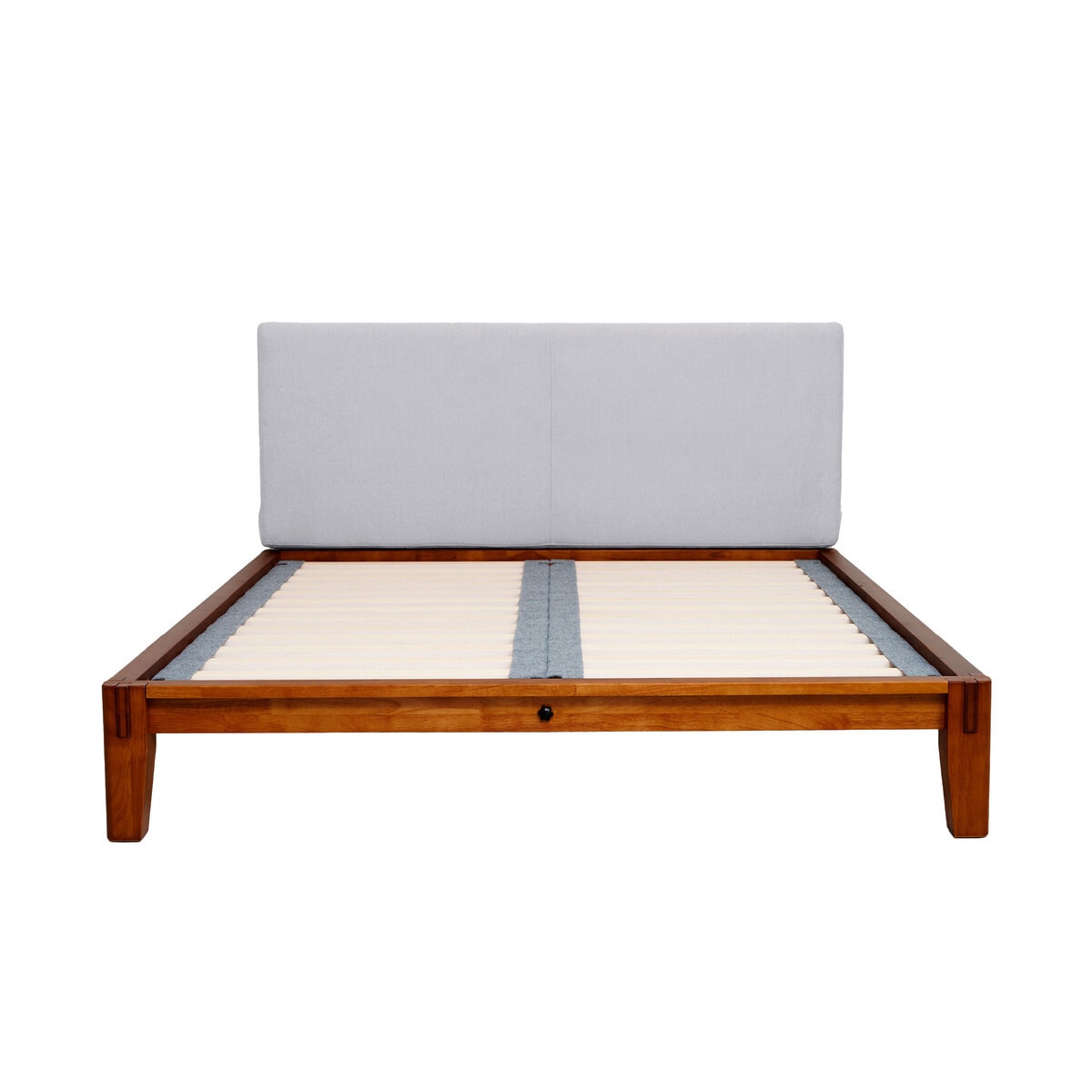 グーグーベッドフレームセット ダブル（カラー：ブラウン　 ヘッドボード：ライトグレー）