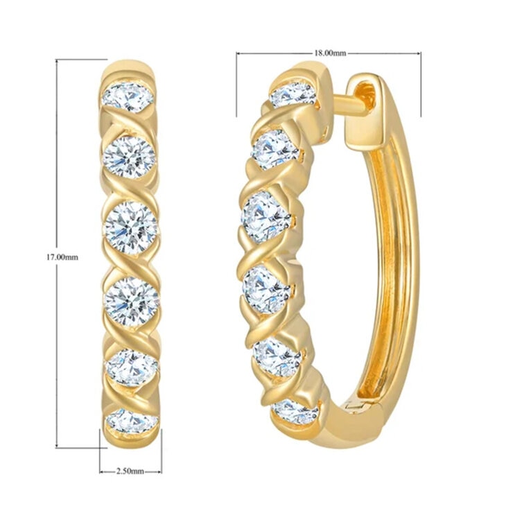 14K イエローゴールド 0.50カラット ダイヤモンド フープピアス