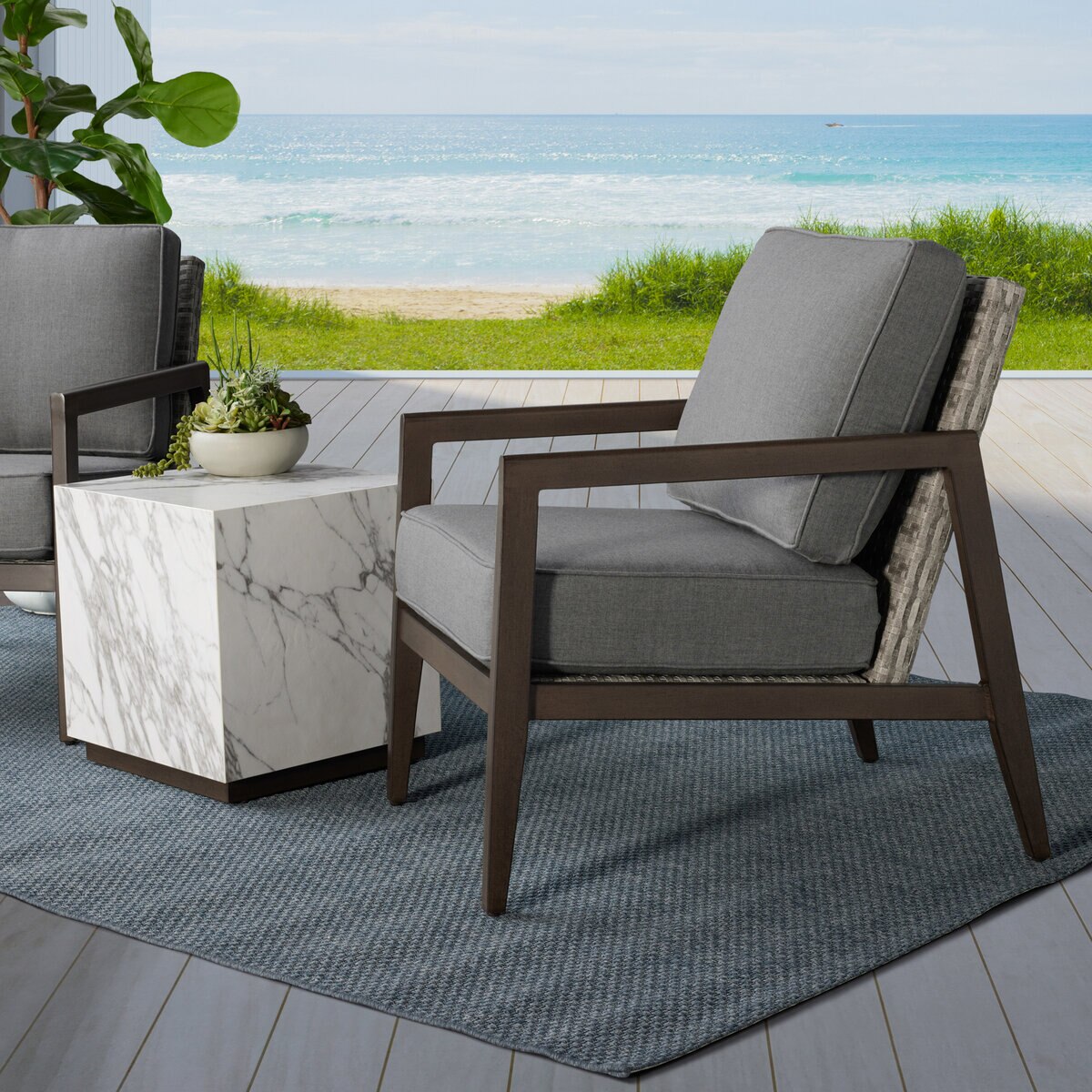 アジオ KEATS テーブル&チェア 3点セット 屋外家具 ミッドセンチュリー コストコ - アジオ KEATS テーブル&チェア 3点セット 屋外家具