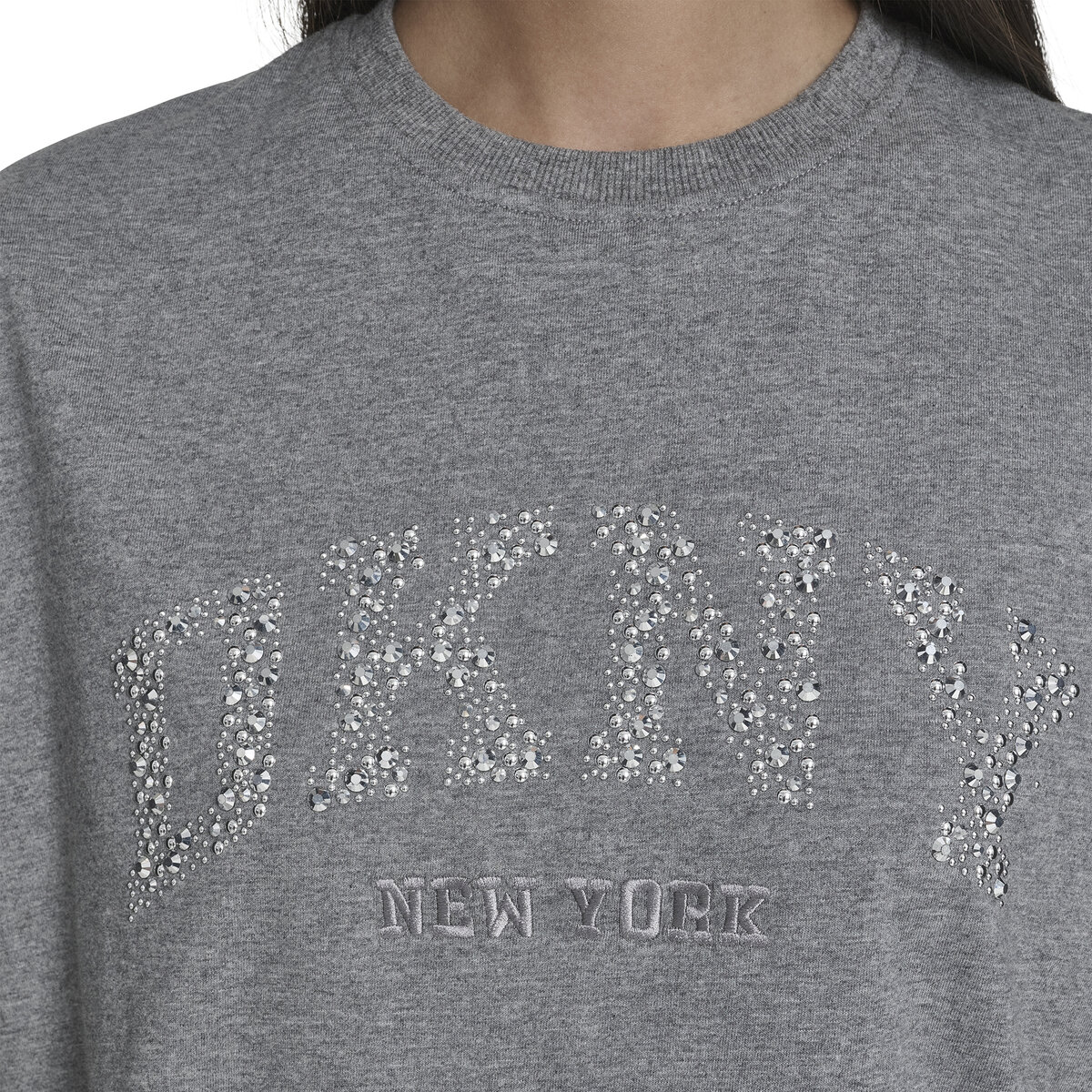 DKNY レディース 半袖 ロゴ Ｔシャツ ヘザー グレー M