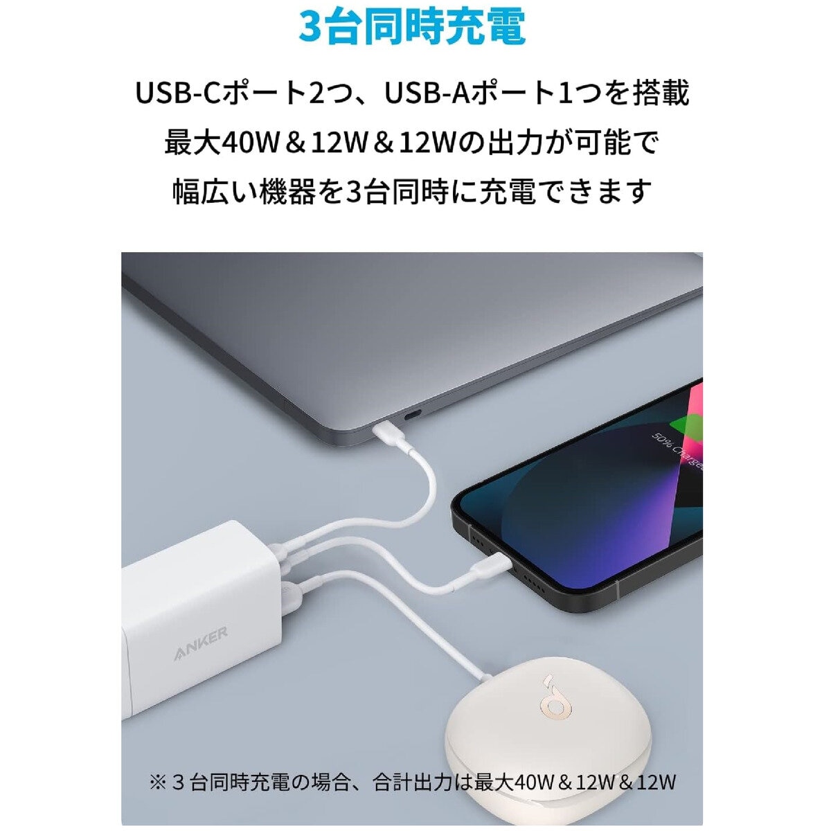 Anker（アンカー）チャージャー 3ポート 最大出力65W