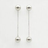 プラチナ 7.5mm ボール チェーン付き 2Way ピアス