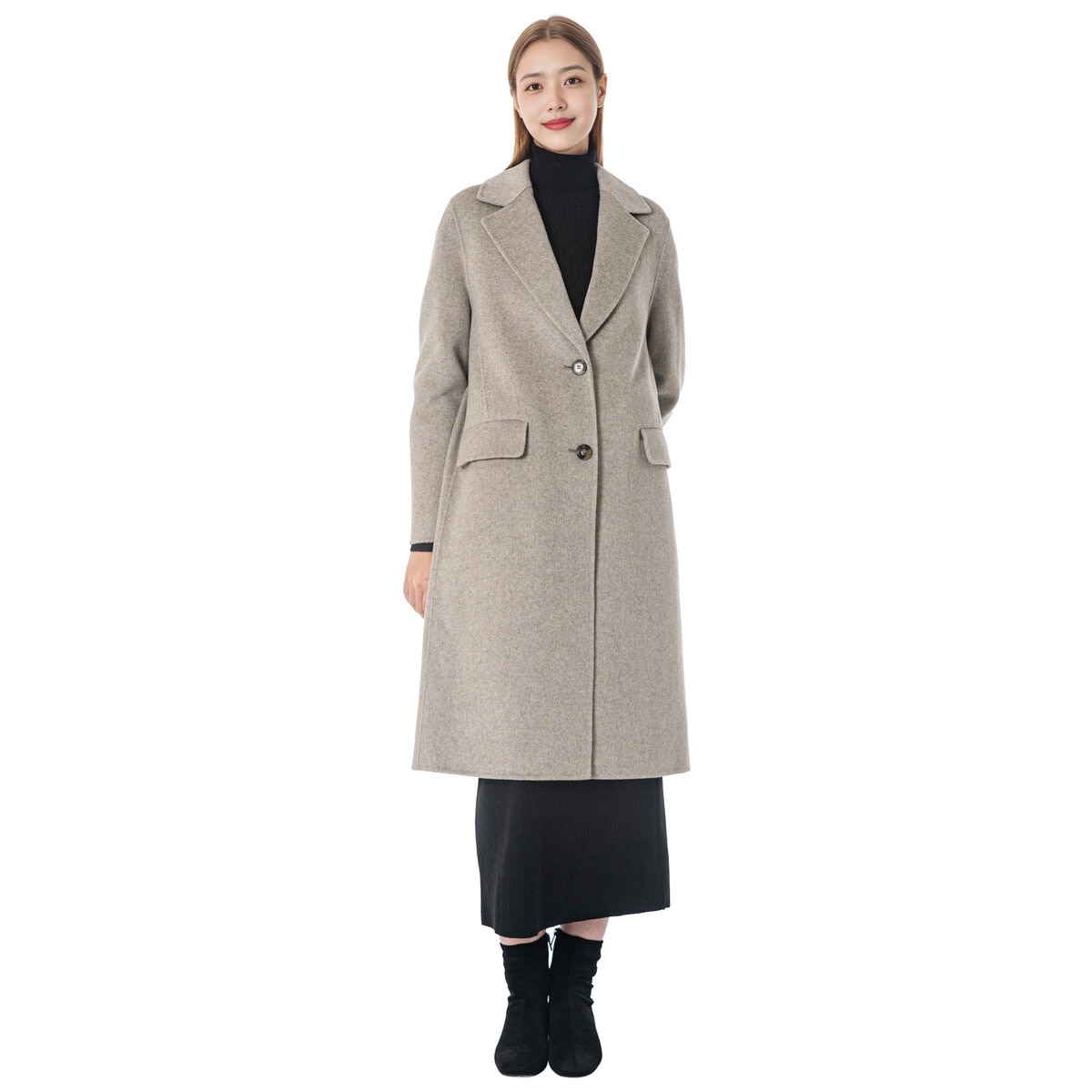 ヴィジットインニューヨーク レディース グースライニングロングコート オートミール M