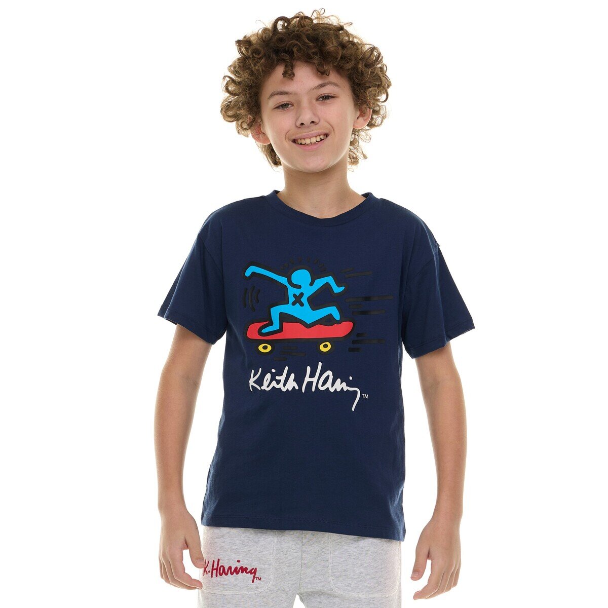 キース ヘリング キッズ 半袖 Tシャツ 3枚組 ネイビー/グリーン/アイボリー L