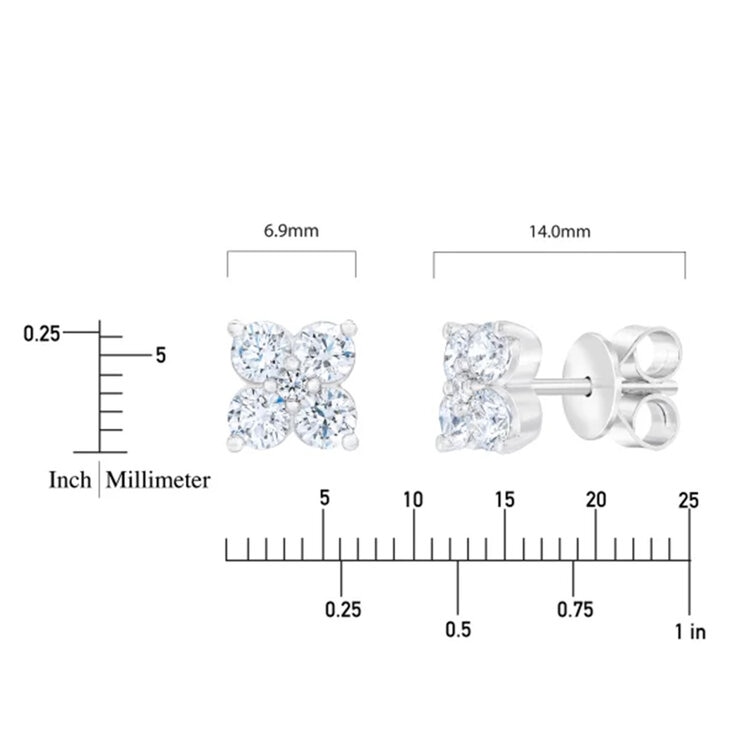 14K ホワイトゴールド 1.00カラット 花柄 ダイヤモンド イヤリング 14K ホワイトゴールド 1.00カラット 花柄 ダイヤモンド イヤリング