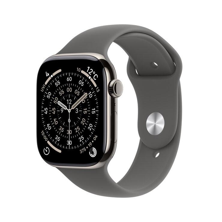 Apple Watch S11 Cellular 42mmナチュラルチタニウムケースとストーングレイスポーツバンド - S/M Apple Watch S11 Cellular 42mmナチュラルチタニウムケースとストーングレイスポーツバンド - S/M