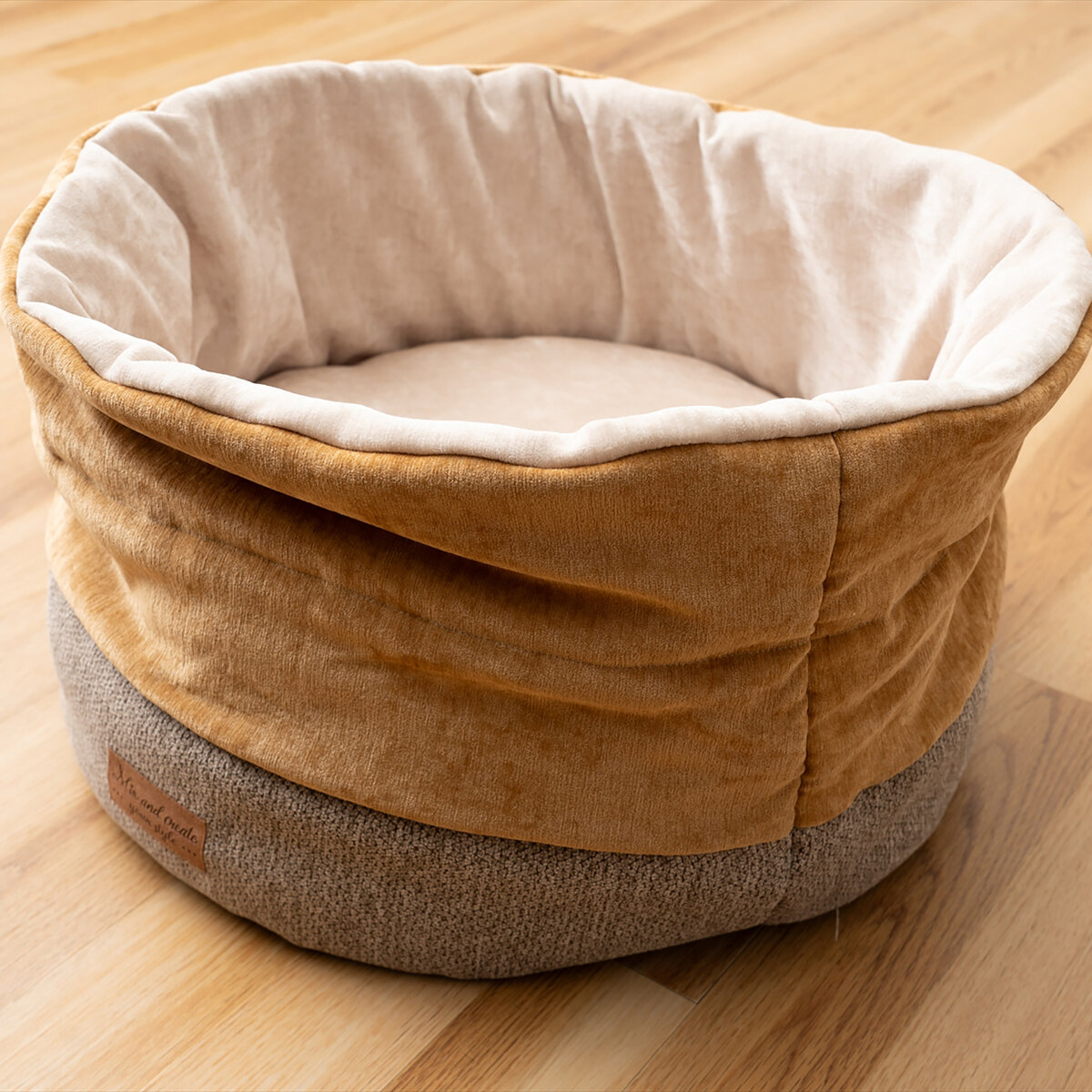ラウンドペットベッド 2個セット ベージュ